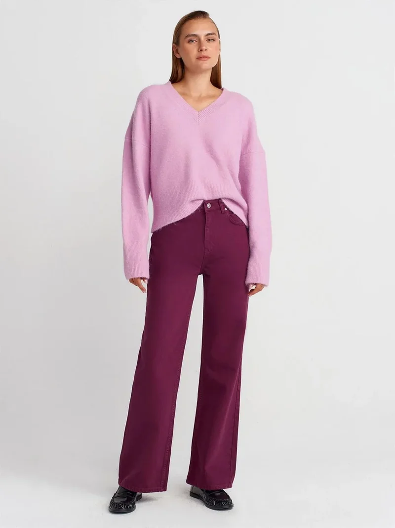 ديلفين Dilvin High-Waist Wide-Leg Cotton Denim Jeans