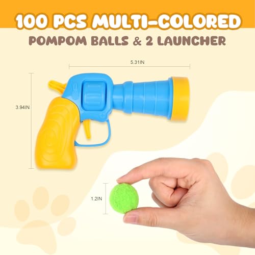 TEAWOO 100PCS Cat Ball Toys with 2 Launchers Set, Funny Interactive Cat Toys for Indoor Cats, Adult Cats & Kitten Toys - Image 2