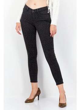 Zero Women Skinny Fit Animal Print Denim Jeans, Black  - Image 1