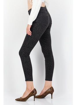 Zero Women Skinny Fit Animal Print Denim Jeans, Black  - Image 4