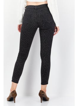 Zero Women Skinny Fit Animal Print Denim Jeans, Black  - Image 2