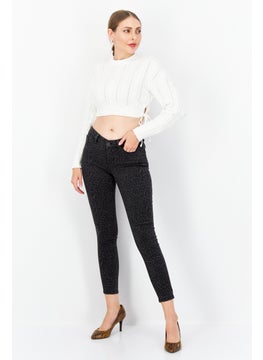 Zero Women Skinny Fit Animal Print Denim Jeans, Black  - Image 3