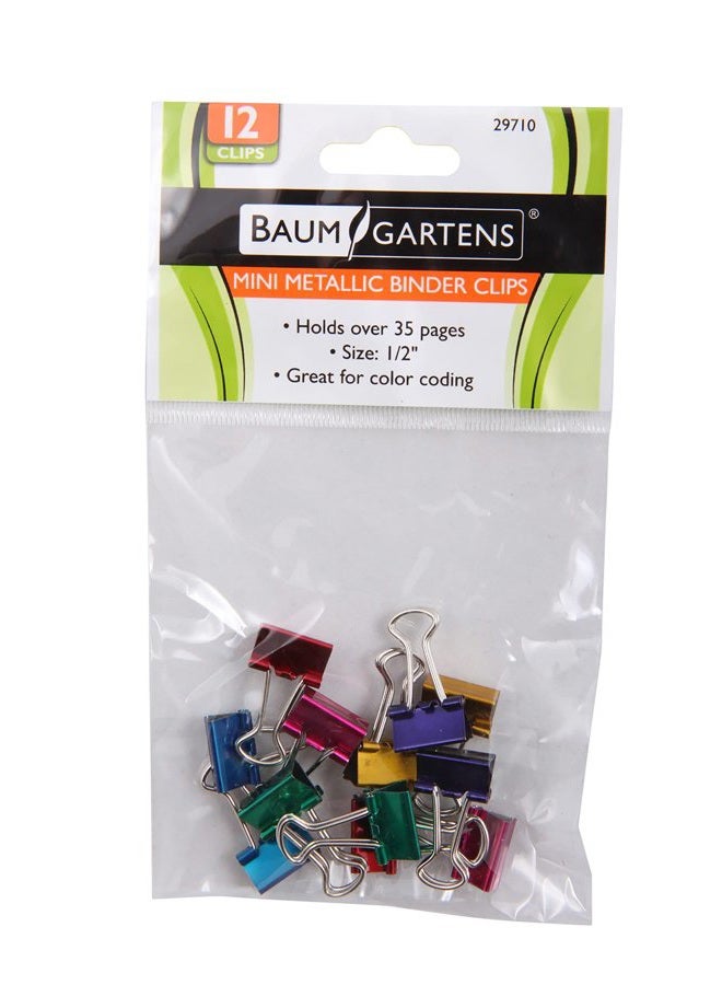 Baumgartens Assorted Colors Mini Binder Clips .5" 12/Pkg - Image 4