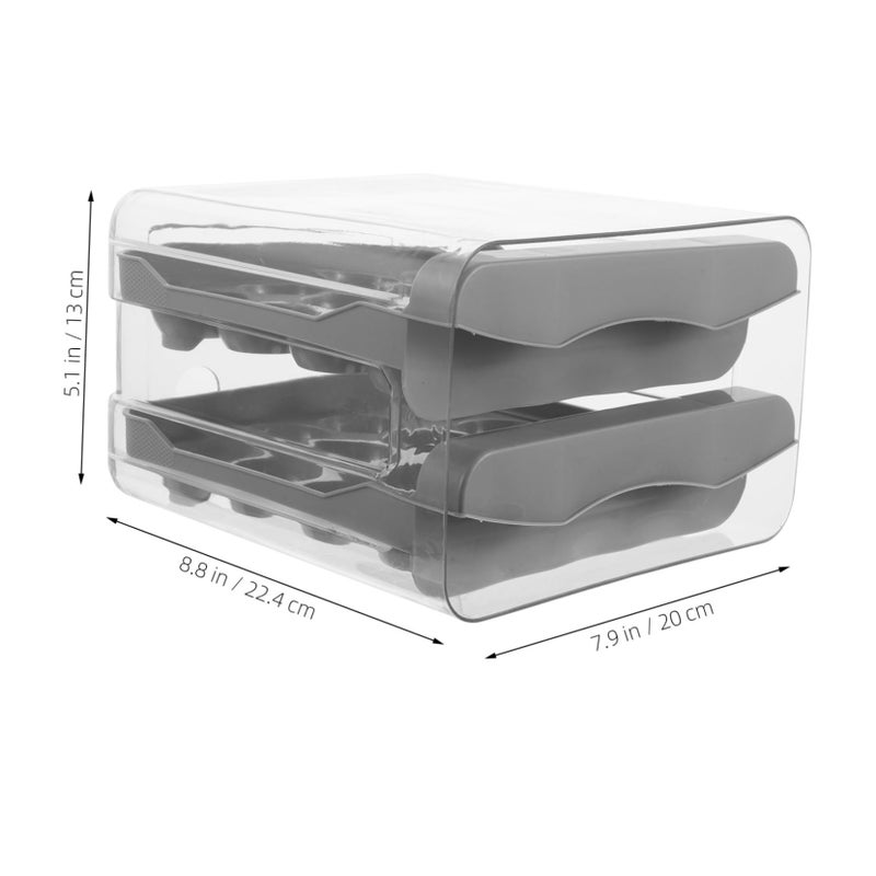 Double Layer Egg Storage Box Organizer for Refrigerator and Countertop White - Image 3