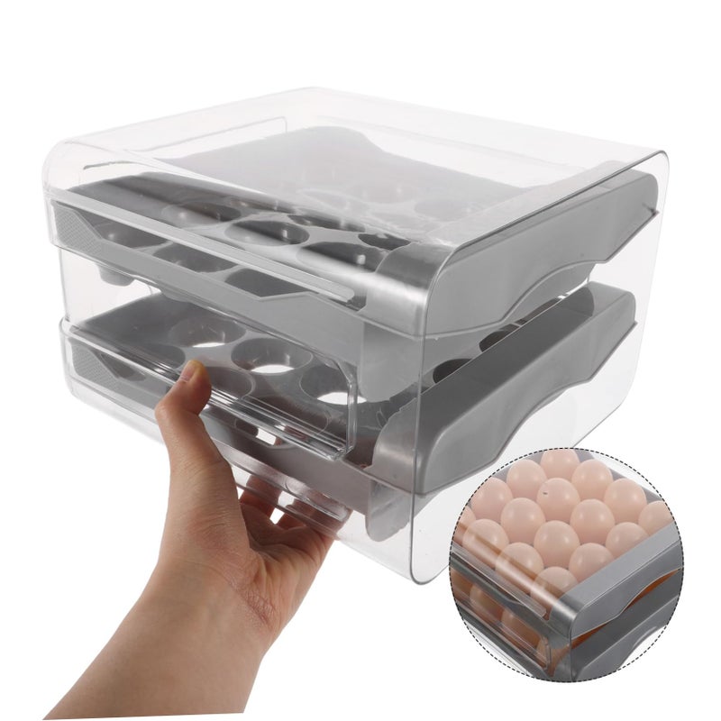 Double Layer Egg Storage Box Organizer for Refrigerator and Countertop White - Image 5