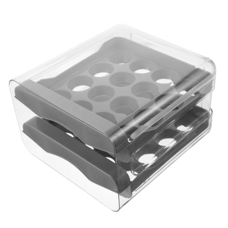 Double Layer Egg Storage Box Organizer for Refrigerator and Countertop White - Image 2