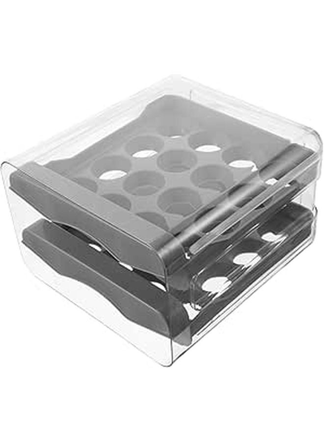 Double Layer Egg Storage Box Organizer for Refrigerator and Countertop White - Image 1