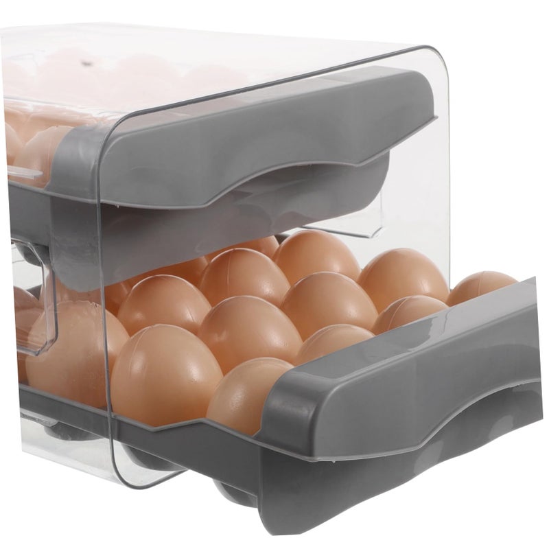 Double Layer Egg Storage Box Organizer for Refrigerator and Countertop White - Image 4