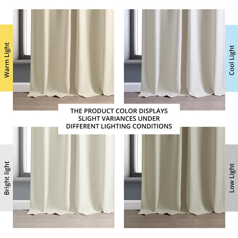 HPD Half Price Drapes Bellino Room Darkening Curtains 108 Inches Long Curtains for Bedroom & Living Room (1 Panel), 50W x 108L, Oat Cream - Image 3