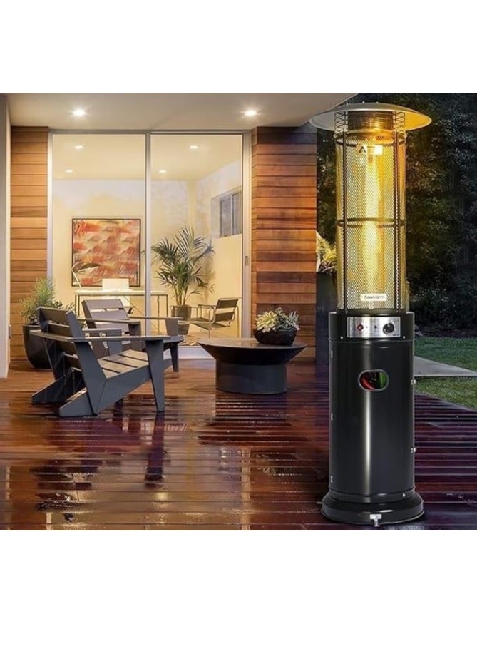 Pyramid Patio Heater, 42000 BTU Propane Gas, Portable with Wheels, Glass Tube - Image 2