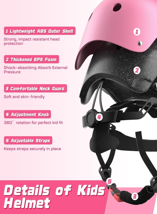 DARME Adjustable Helmet for Ages 3-15 Toddler Boys Girls Youth, Kids Bike Helmets with Knee and Elbow Pads Wrist Guard Set for Bike, Roller, Skating, Scooter, Longboard and More Sports (Pink) - Image 2