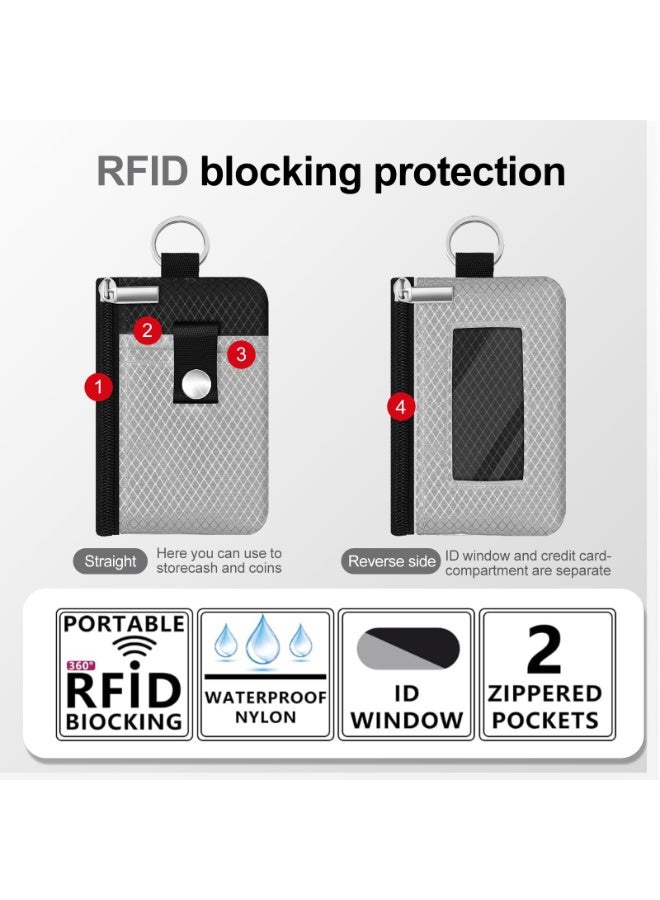 Minimalist RFID Blocking Small Wallet with ID Window,WaterResistant Zip Id Case Wallet with Lanyard Keychain for Cards,Cash,Travel,Women,Men - Image 2