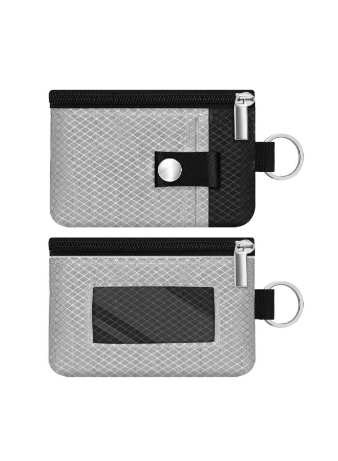 Minimalist RFID Blocking Small Wallet with ID Window,WaterResistant Zip Id Case Wallet with Lanyard Keychain for Cards,Cash,Travel,Women,Men - Image 3