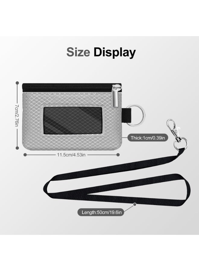 Minimalist RFID Blocking Small Wallet with ID Window,WaterResistant Zip Id Case Wallet with Lanyard Keychain for Cards,Cash,Travel,Women,Men - Image 5
