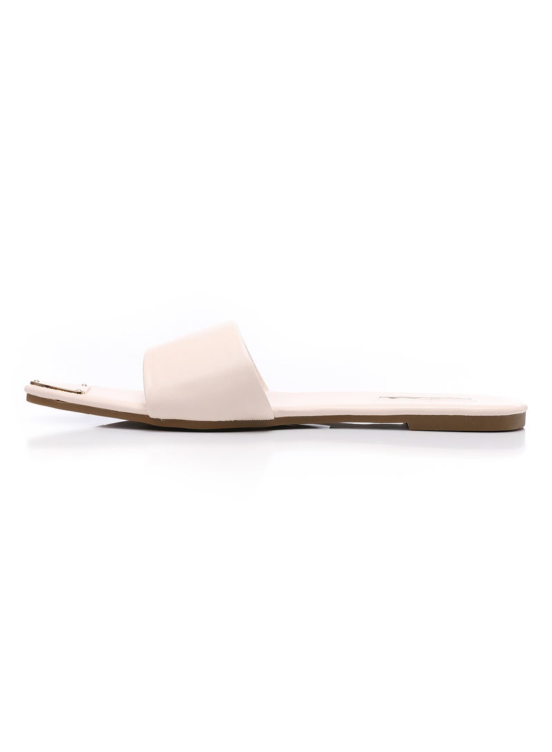DejaVu Metal Accessory Pointed Footbed Slip On Slipper - OF.WHITE  - Image 4