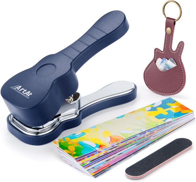 ArtAt Guitar Pick Punch Kit – Bass Guitar Picks Puncher With 15 Variety Pick Strips Medium Guitar Pick Maker Punch Kit Unique Guitar Lovers Gifts - Image 1