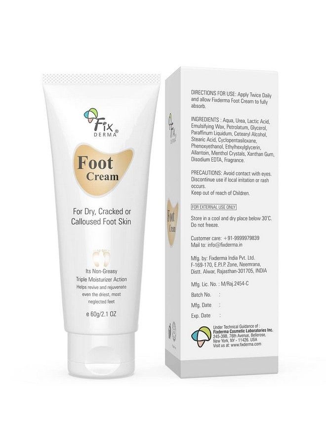 FIXDERMA 5% Lactic Acid 15% Urea 3% Glycerine Foot Cream For Dry & Cracked Feet Moisturizes And Soothes Feet Heel Repair Paraben & Sulphate Free All Skin Types 60 Ml  - Image 2