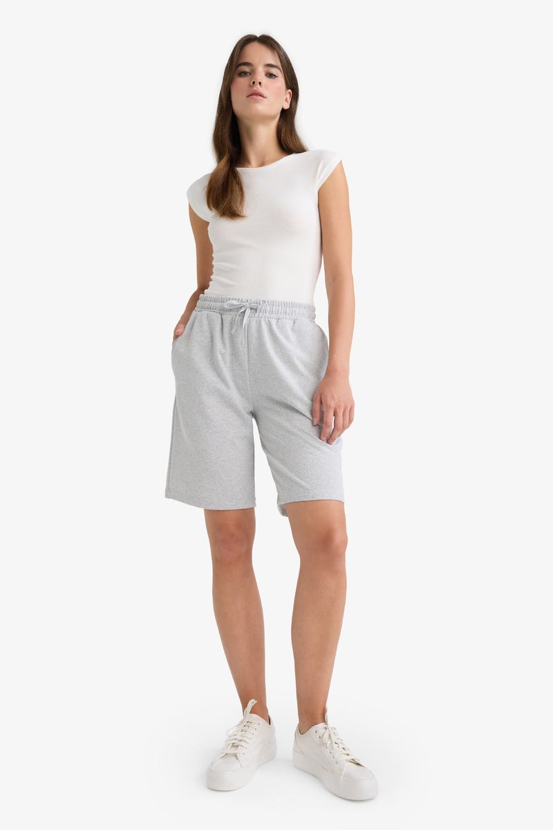 DeFacto Grey Woman Regular Fit Regular Waist Thin Bermuda Shorts Casual - Image 2