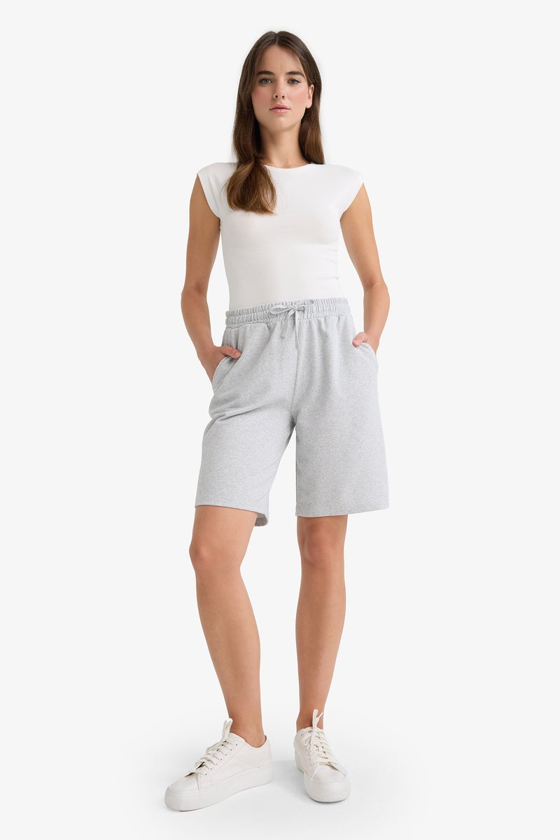 DeFacto Grey Woman Regular Fit Regular Waist Thin Bermuda Shorts Casual - Image 1