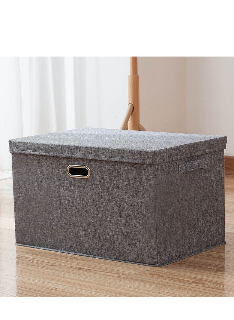 MIXDE Foldable Fabric Collapsible Box With Removable Lids And HandlesWashable Storage Containers Grey 58*40*35cm - Image 1