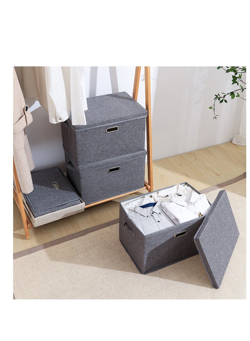 MIXDE Foldable Fabric Collapsible Box With Removable Lids And HandlesWashable Storage Containers Grey 58*40*35cm - Image 2