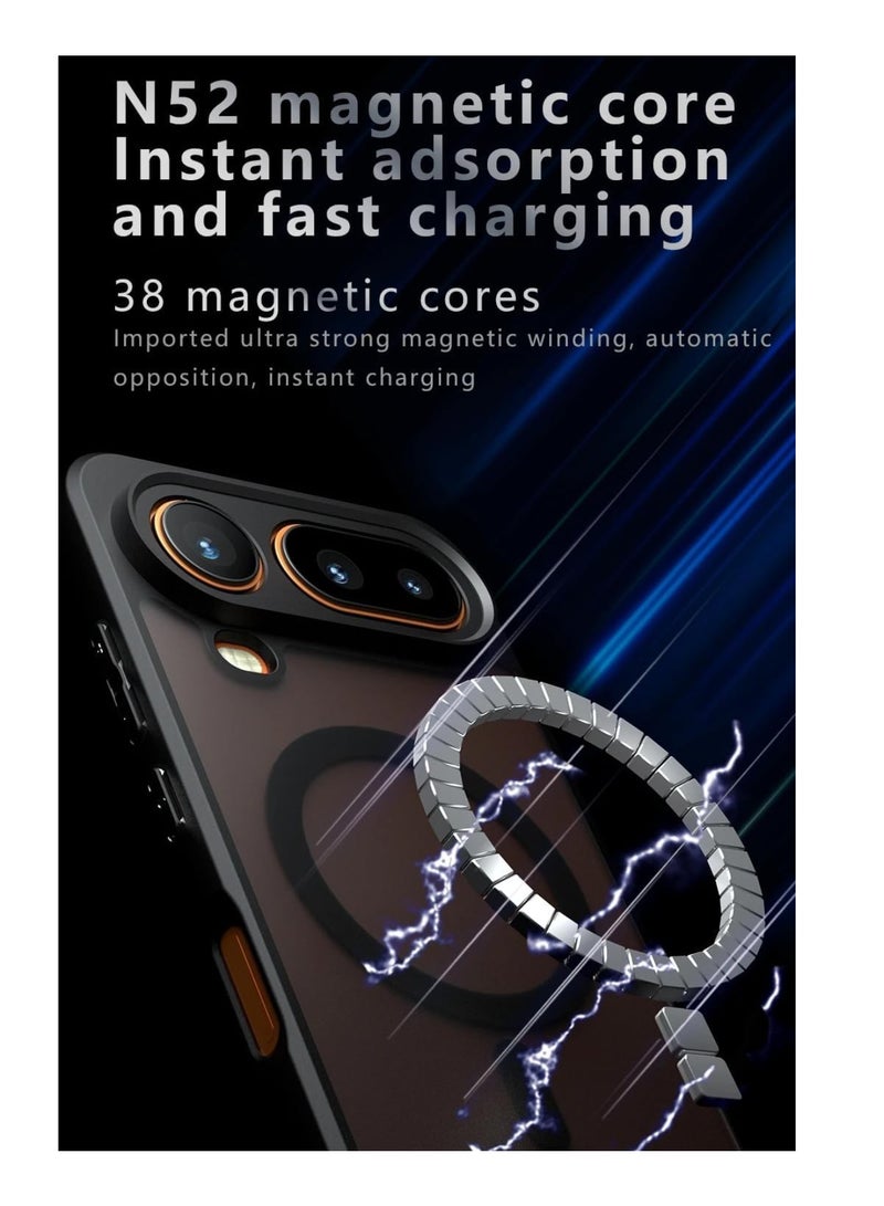 Adando Magnetic Case for Honor Magic 8 Pro Air, [Support Wireless Charging] Frosted Matte Translucent Black Case Anti-Yellowing Airbag Protection PC+TPU Shockproof Cover (Matte Black) - Image 4