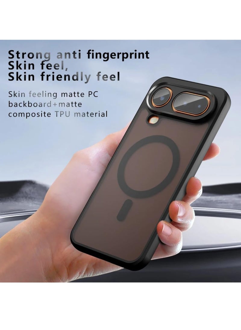 Adando Magnetic Case for Honor Magic 8 Pro Air, [Support Wireless Charging] Frosted Matte Translucent Black Case Anti-Yellowing Airbag Protection PC+TPU Shockproof Cover (Matte Black) - Image 3