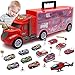 JODUDLR Toddler Toys for 34 Year Old BoysLarge Transport Cars Carrier Set Truck Toys with 12in1 Vehicles Truck Toys CarsIdeal Christmas Easter Gifts Toys for Kids Age 37Red - Image 3