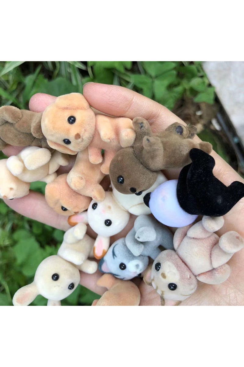 erorex 1pcs random 1PCS Forest Family Animal Figure Rabbit Bear Dog Panda Flocked Shaggy Figurine Monkey Mo - Image 3