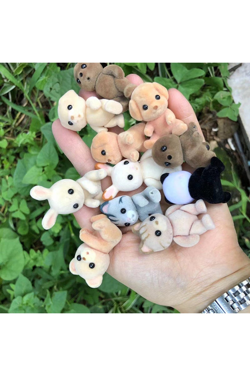 erorex 1pcs random 1PCS Forest Family Animal Figure Rabbit Bear Dog Panda Flocked Shaggy Figurine Monkey Mo - Image 2