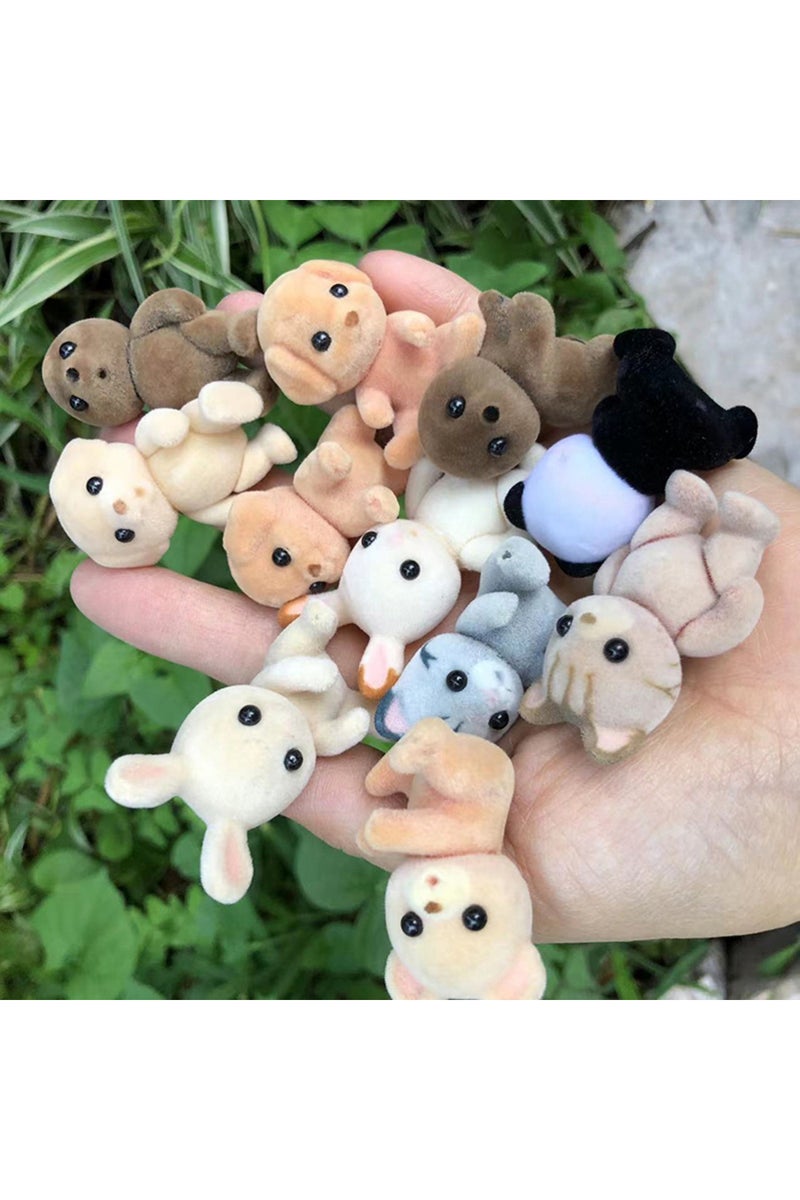 erorex 1pcs random 1PCS Forest Family Animal Figure Rabbit Bear Dog Panda Flocked Shaggy Figurine Monkey Mo - Image 1