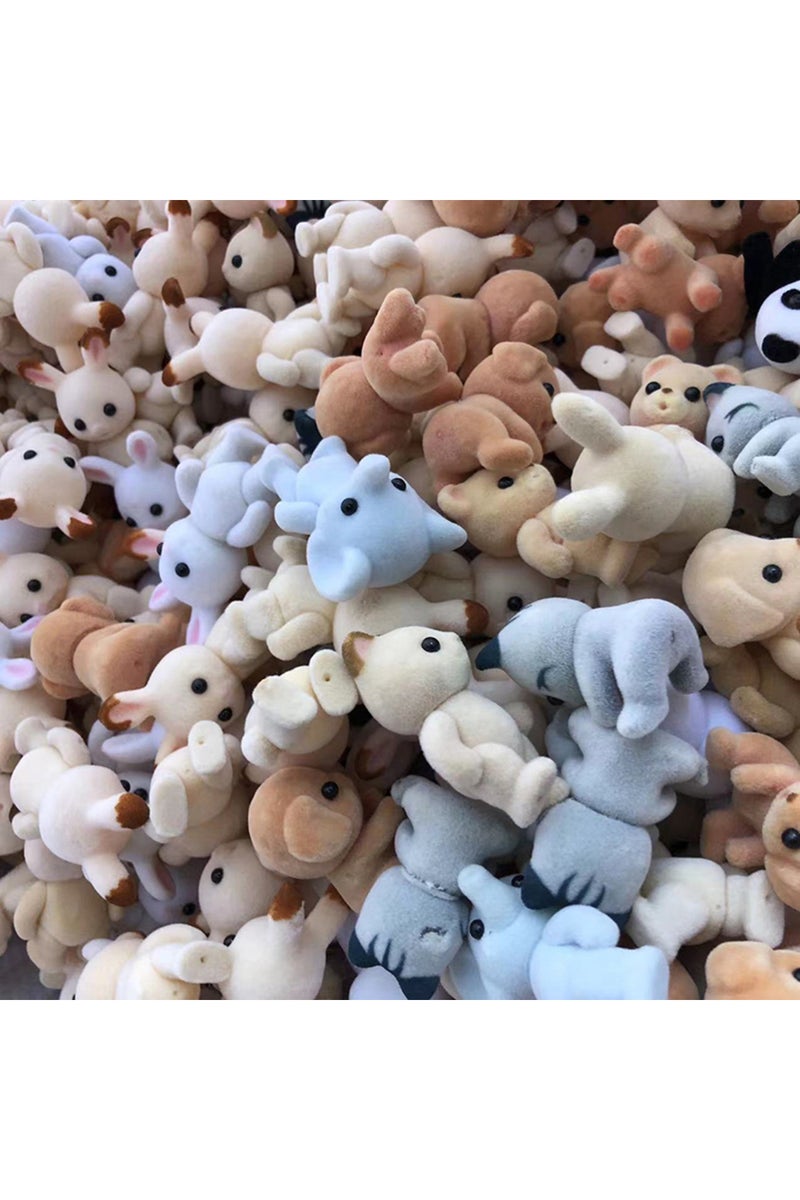 erorex 1pcs random 1PCS Forest Family Animal Figure Rabbit Bear Dog Panda Flocked Shaggy Figurine Monkey Mo - Image 5