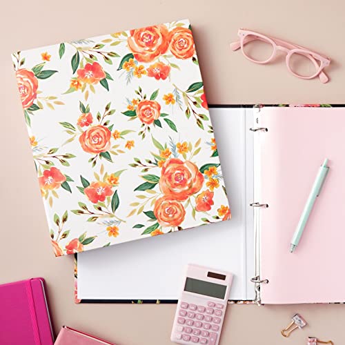 Paper Junkie عبوة من 2 مجلد ملون مزخرف بأزهار مع حلقات 1.5 بوصة، ملف زينة لمستلزمات المكتب، مخطط، محفظة، سعة 250 ورقة (11.5 × 10.5 بوصة) - Image 3