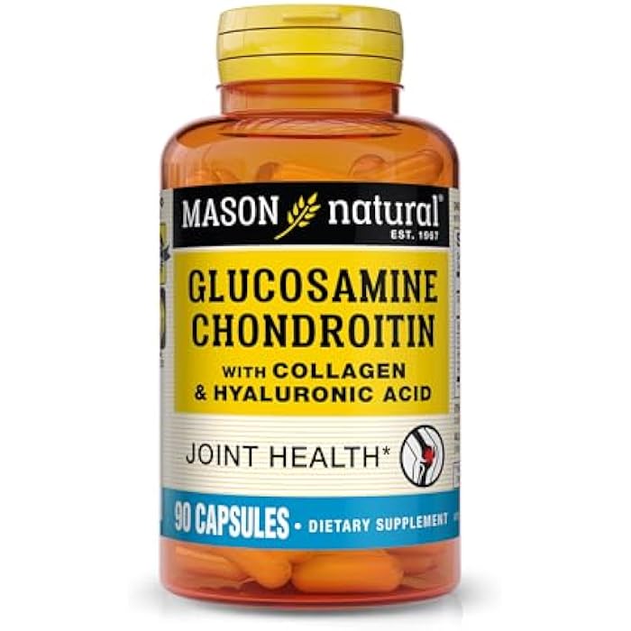 MASON NATURAL Glucosamine Chondroitin with Collagen & Hyaluronic Acid, 45-Day Supply Capsules for Normal Joint, Mobility, Flexibility, & Aging Support, 90 Capsules - Image 1
