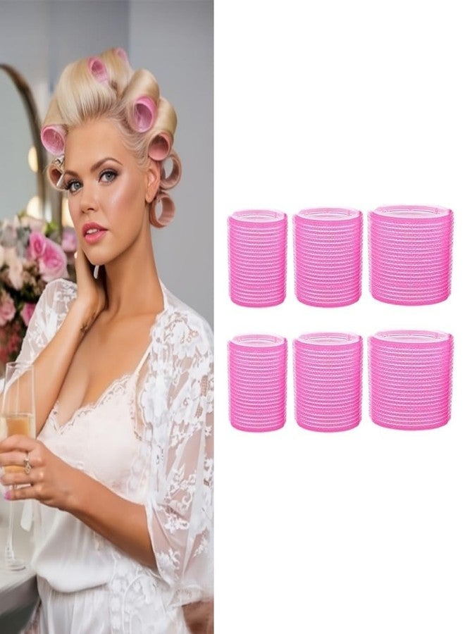 BLUSHIA Self Grip Hair Rollers 6 Pcs Set Hair Rollers 3 Sizes (2 Large, 2 Medium & 2 Small) for Long Short Hair Volume - Image 1