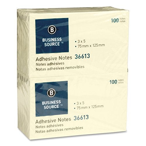 Business Source Yellow Repositionable Adhesive Notes - Image 1