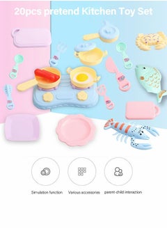 GROIC 20 Pieces Kitchen Cooking Set Shrimp Crab Fish Playset Toy for Kids Early Age Development Educational Pretend Play Food Assortment Set  - Image 4