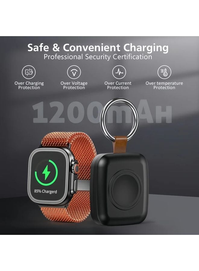 شاحن مغناطيسي محمول أسود لساعة آي واتش سلسلة ألترا 2 بشاشة مزدوجة منفذ USB C - Image 5