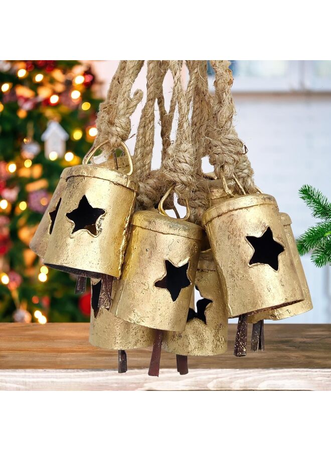 10pcs Rusty Harmony Metal Bells Vintage Handmade Rustic Lucky  Hanging Bells on Rope (Size : B) - Image 4