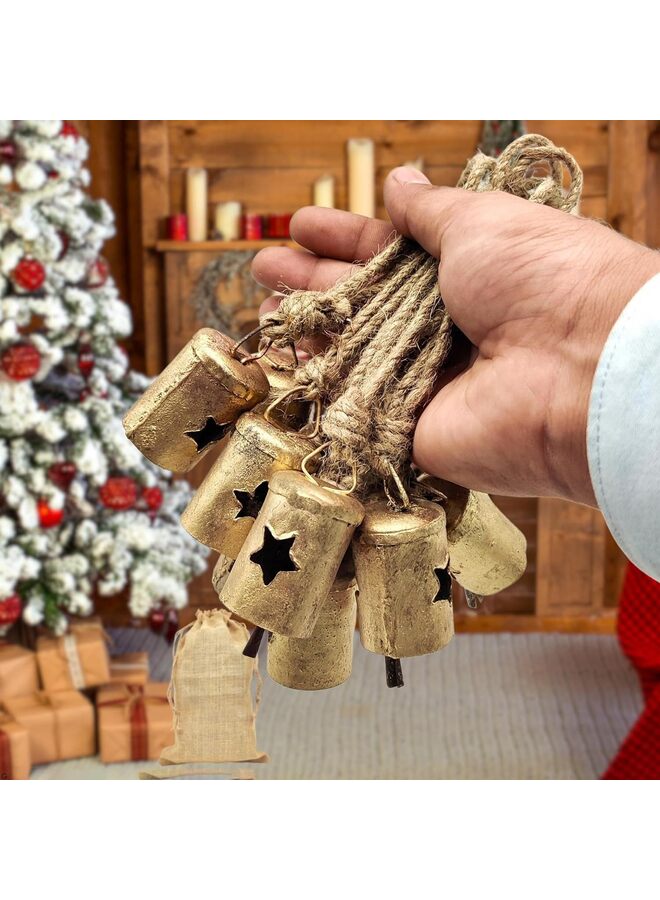 10pcs Rusty Harmony Metal Bells Vintage Handmade Rustic Lucky  Hanging Bells on Rope (Size : B) - Image 2