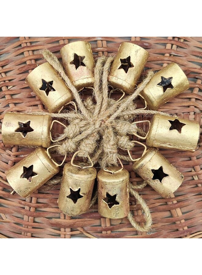 10pcs Rusty Harmony Metal Bells Vintage Handmade Rustic Lucky  Hanging Bells on Rope (Size : B) - Image 1
