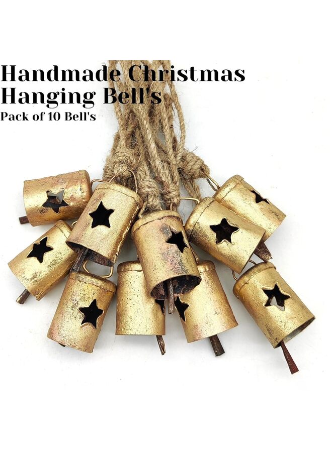 10pcs Rusty Harmony Metal Bells Vintage Handmade Rustic Lucky  Hanging Bells on Rope (Size : B) - Image 3