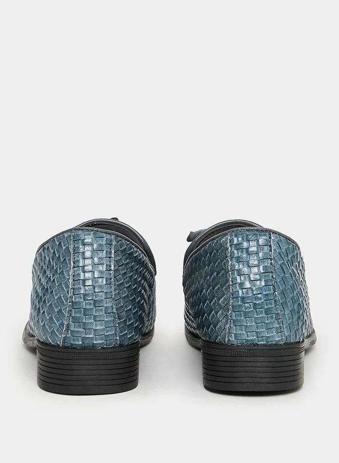 Styli Woven Texture Faux Leather Formal Shoes