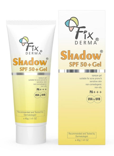 Fixderma Shadow Sunscreen SPF 50+ PA+++ Gel For Oily Skin, Body & Face, Broad Spectrum For Uva & Uvb Protection For Unisex, Non Greasy & Water Resistant, 40gm (Pack of 1)