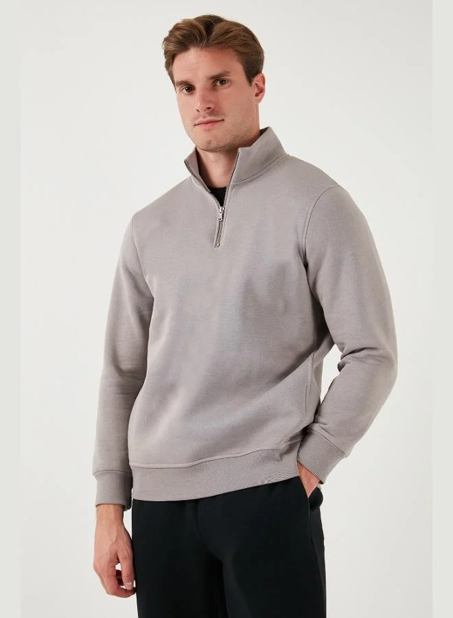 Buratti Cotton Regular Fit Half-Zip Stand-Up Collar Sweatshirt Men's SWEAT 59052592