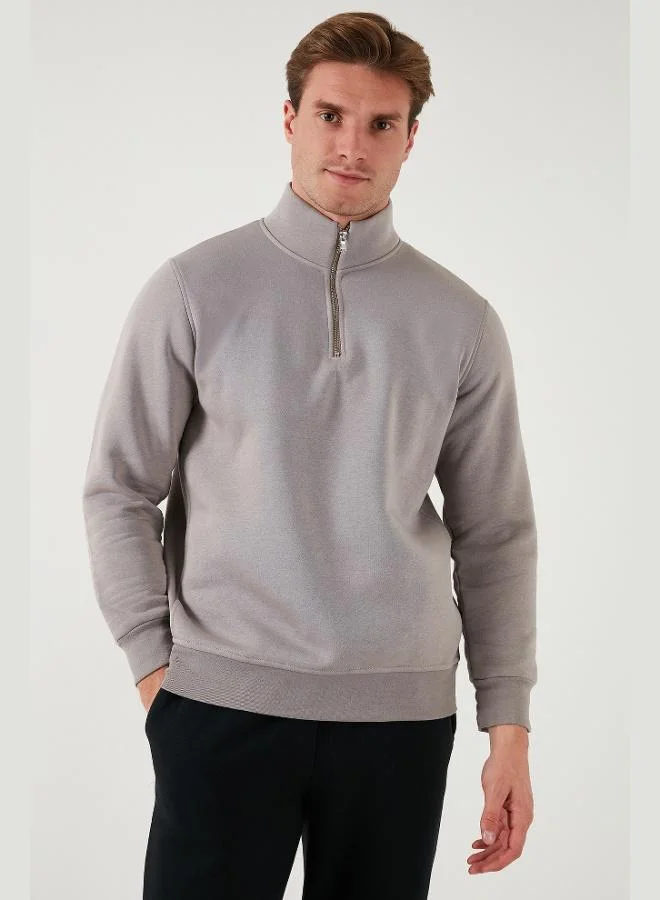 Buratti  Buratti Cotton Regular Fit Half-Zip Stand-Up Collar Sweatshirt Men's SWEAT 59052592 for Men | Best Price UAE