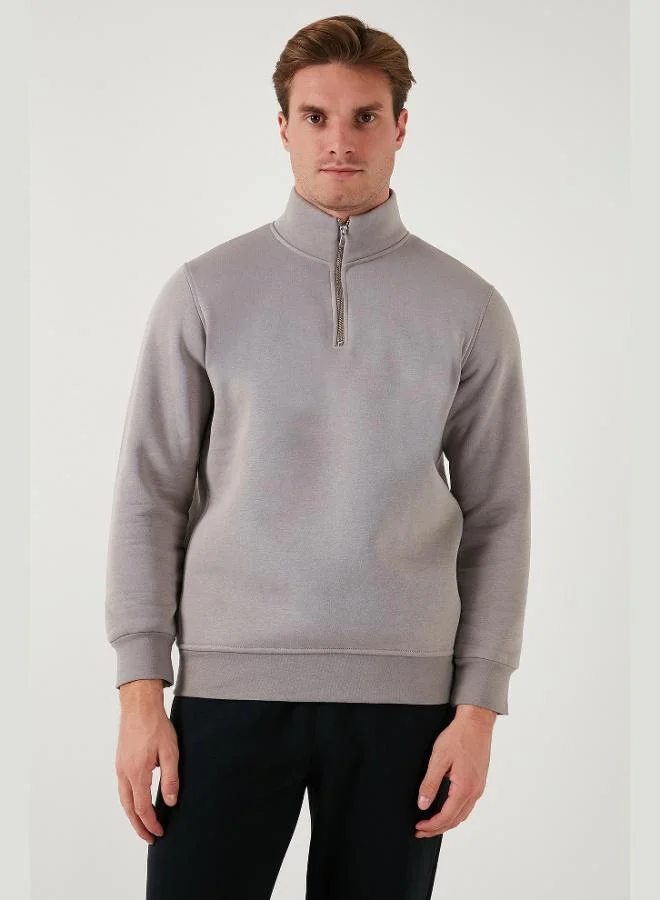 Buratti  Buratti Cotton Regular Fit Half-Zip Stand-Up Collar Sweatshirt Men's SWEAT 59052592 for Men | Best Price UAE