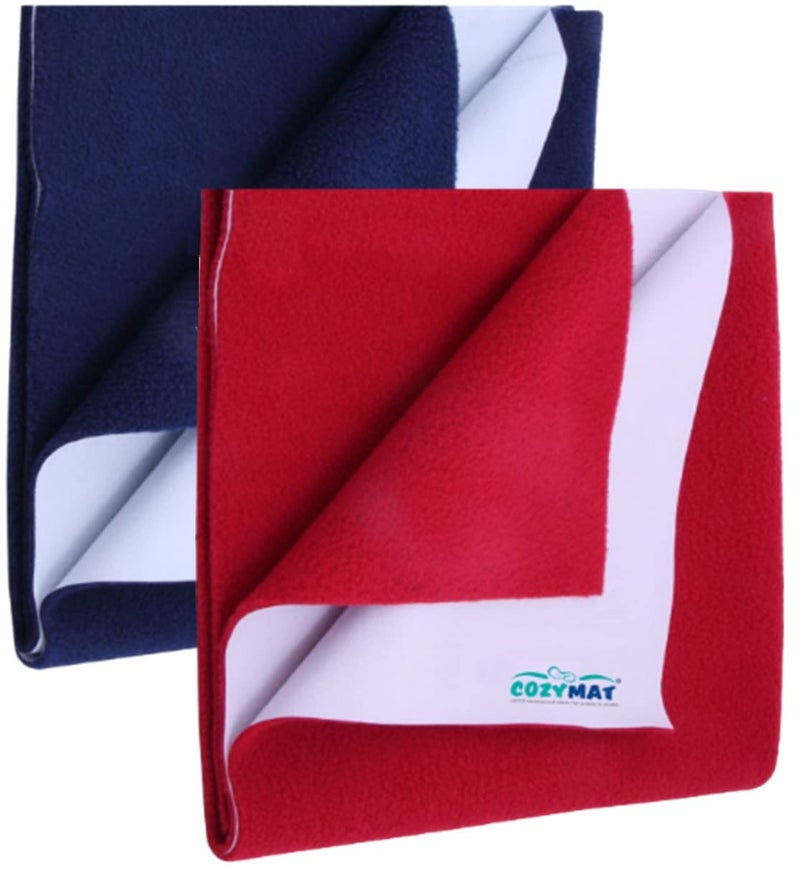 Newnik Cozymat Quick Oeko Tex Approved Dry Sheet/Bed Protector for New Born, Toilet Training Toddler, Old Age & New Moms (Small (50cm x 70cm), Navy Blue + Brick) - Image 1