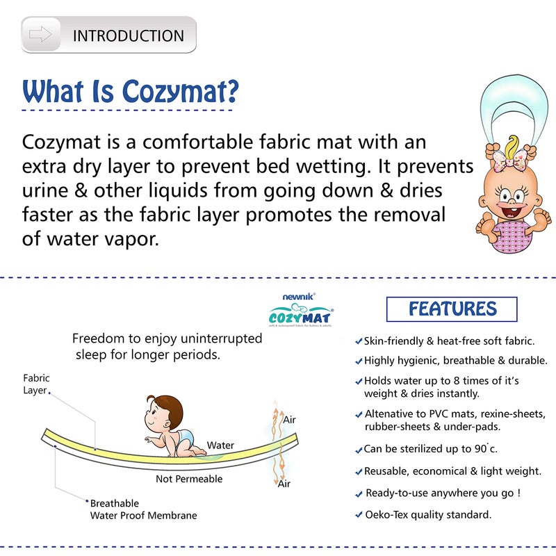 Newnik Cozymat Quick Oeko Tex Approved Dry Sheet/Bed Protector for New Born, Toilet Training Toddler, Old Age & New Moms (Small (50cm x 70cm), Navy Blue + Brick) - Image 2