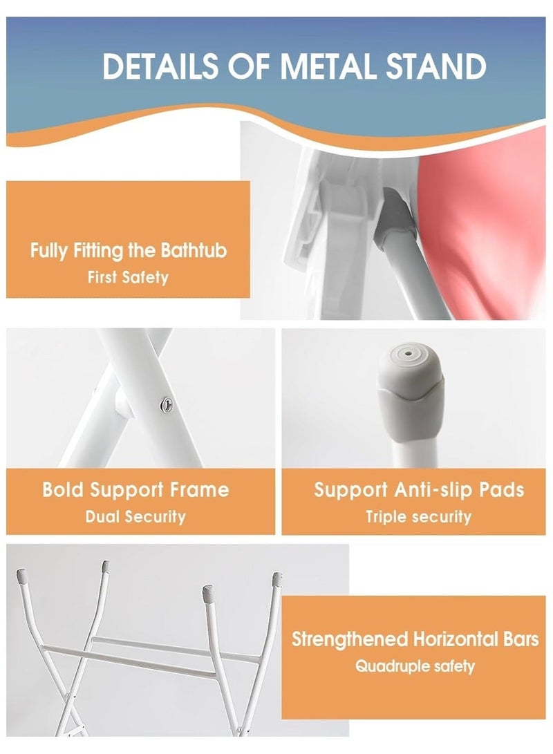 والالا حوض استحمام مرتفع قابل للطي قابل للطي حوض استحمام للأطفال الرضع مع رف تخزين رف ومجموعة أنبوب غسيل للأطفال حديثي الولادة من 0 إلى 6 سنوات - Image 3